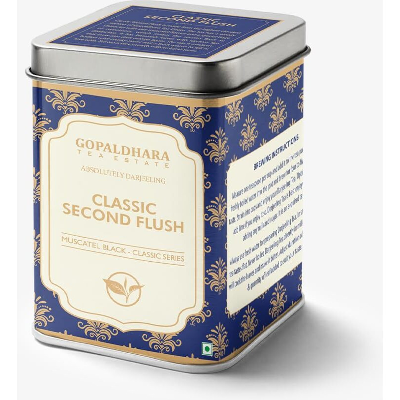 Gopaldhara Darjeeling Tea Classic Second Flush 2024 Black Tea 100g Tin Can - (Classic Series) FTGFOP1 Whole Leaf Black Tea from the Highest Elevation 7000 Feet