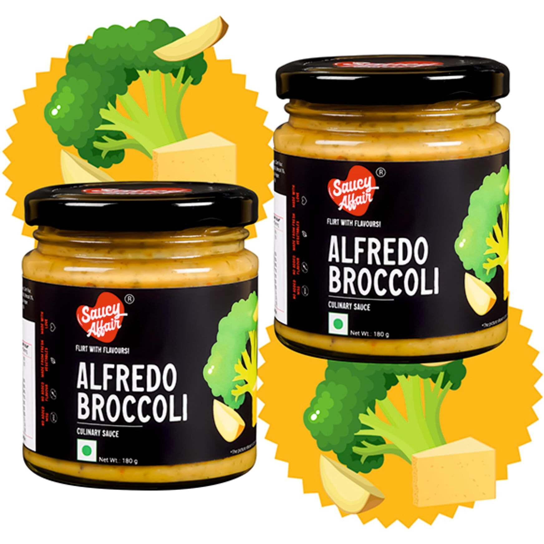 Saucy Affair Alfredo pasta sauce | Pizza sauce | Pasta Sauce | Pasta sauce in fresh | Sauces and spreads | Pizza pasta sauce | Sauce Combo | Ready to Eat- 180g, Regular, (Set - 2)