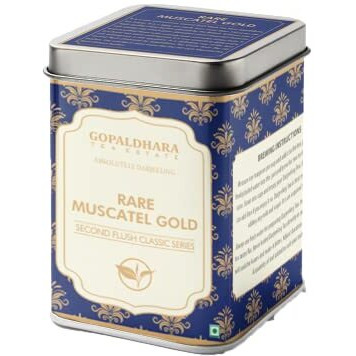 Gopaldhara Darjeeling Tea Rare Muscatel Gold 75g Tin Can - (Royal Series) FTGFOP1 Second Flush Black Tea directly from the Highest Elevation 7000 Feet