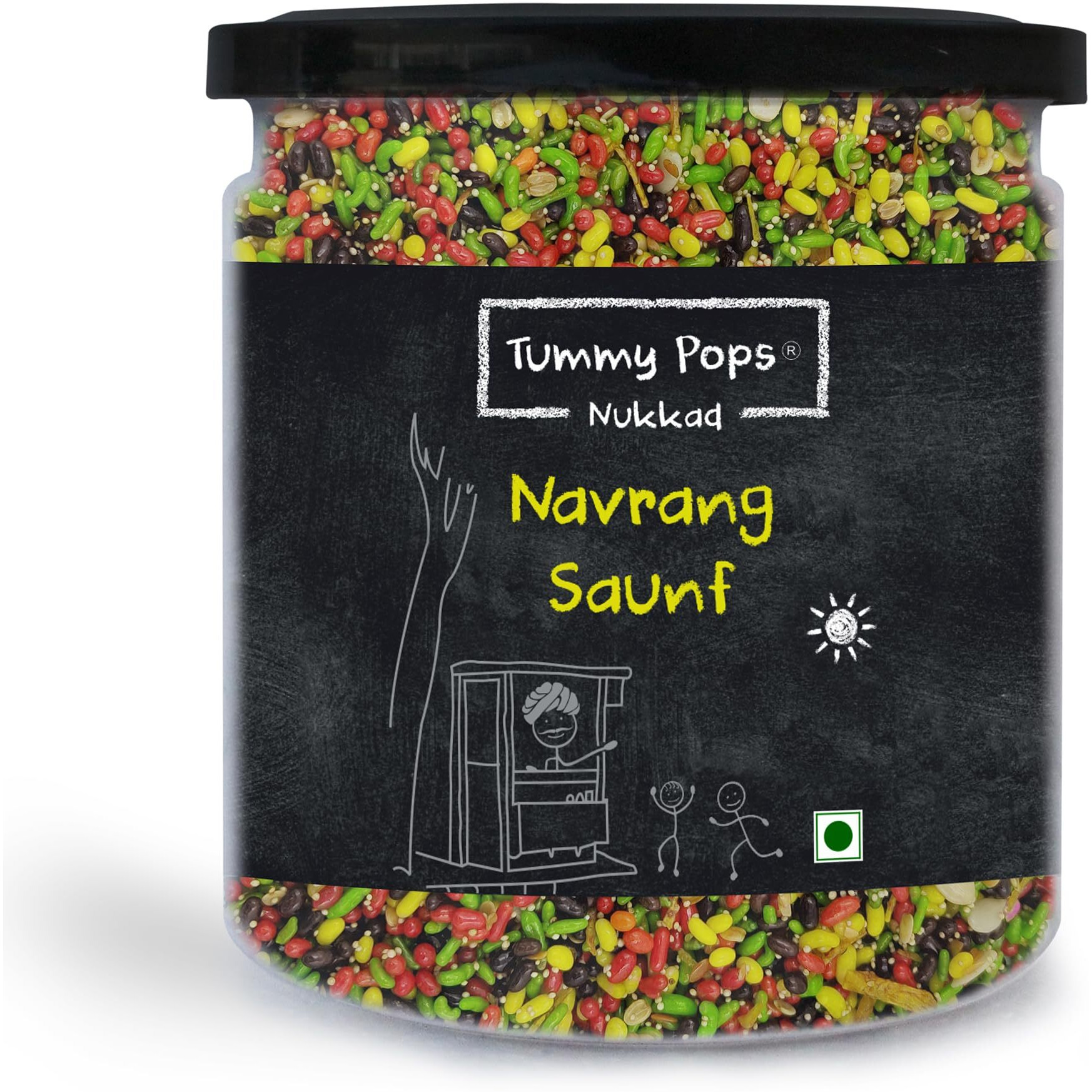 Tummy Pops | Navrang Saunf Mix - 350gm Jar | Hygienically Prepared & Packed | After Meal Digestives Mukhwas, Handmade Sweet Mouth Fresheners, Sweet Fennel Seeds Mukhwas, Sauf Churi