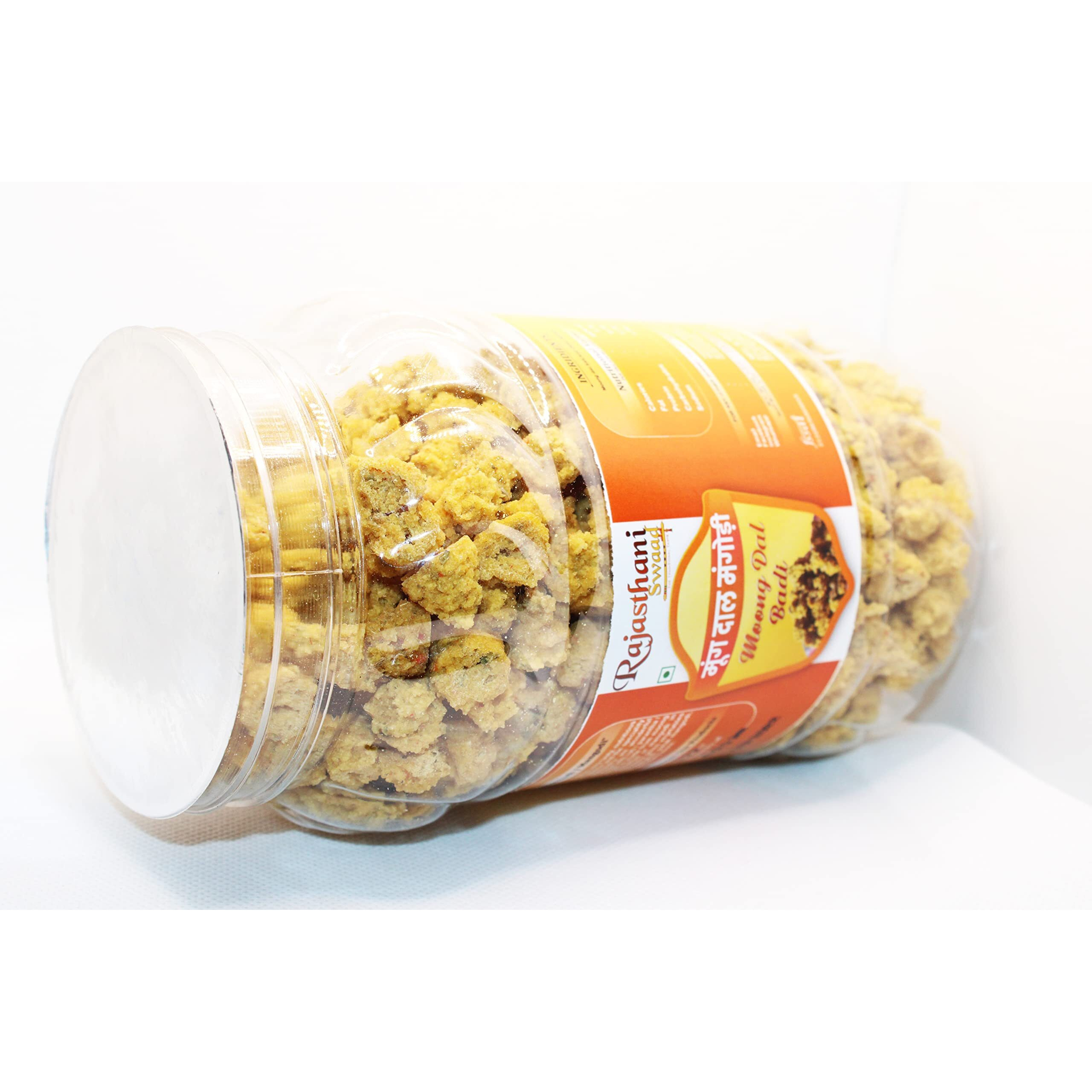 Rajasthani Swaad Moong Dal Mangodi Homemade Marwadi Mangori ( Spicy Masala ) | Pack of 2 Jars [ 400 Grams Each ]