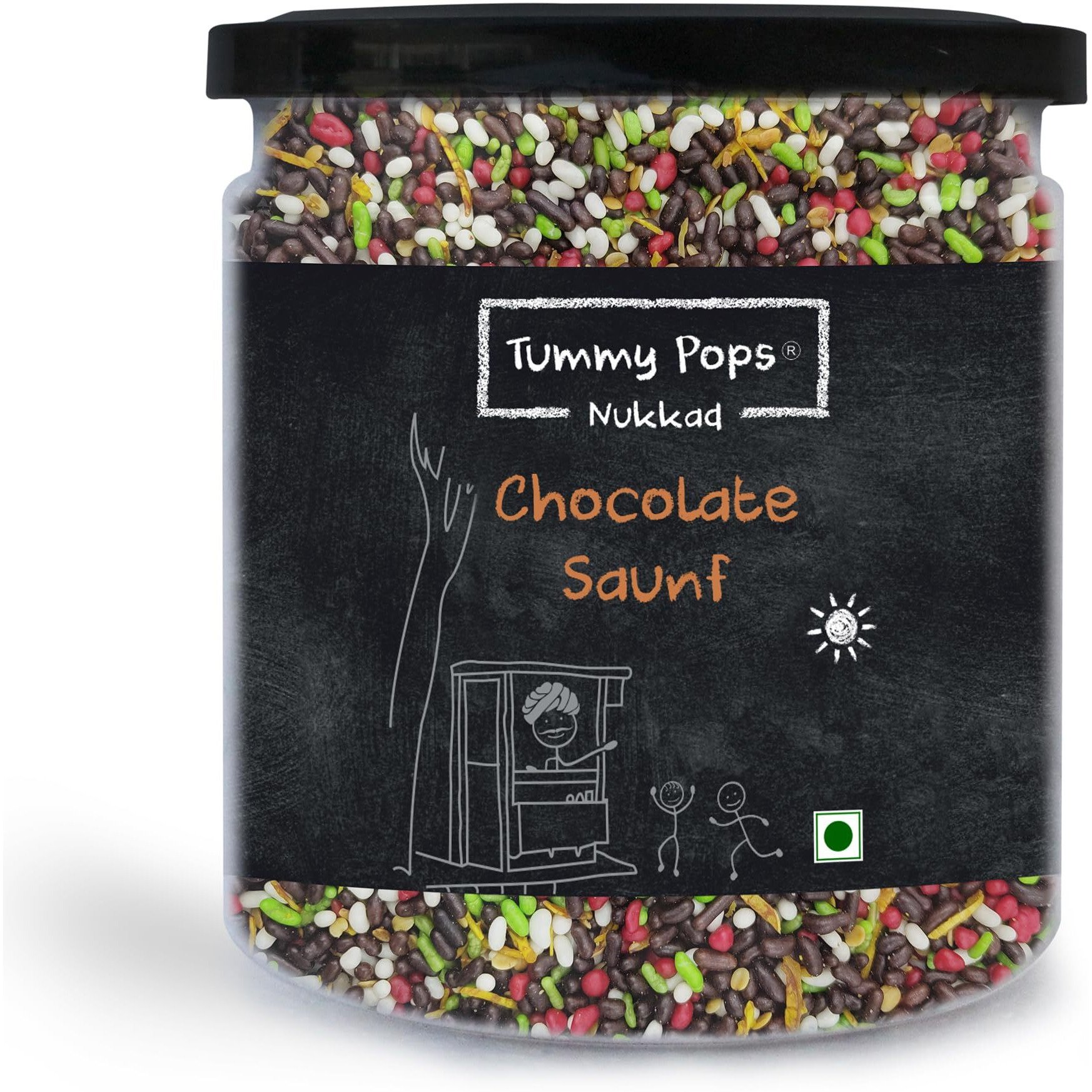 Tummy Pops | Chocolate Saunf Mix - 350gm Jar | After Meal Digestives Mukhwas, Handmade & Sun-Dried Sweet Saunf Mouth Fresheners, Fennel Seeds Saunf | Hygienically Prepared & Packed