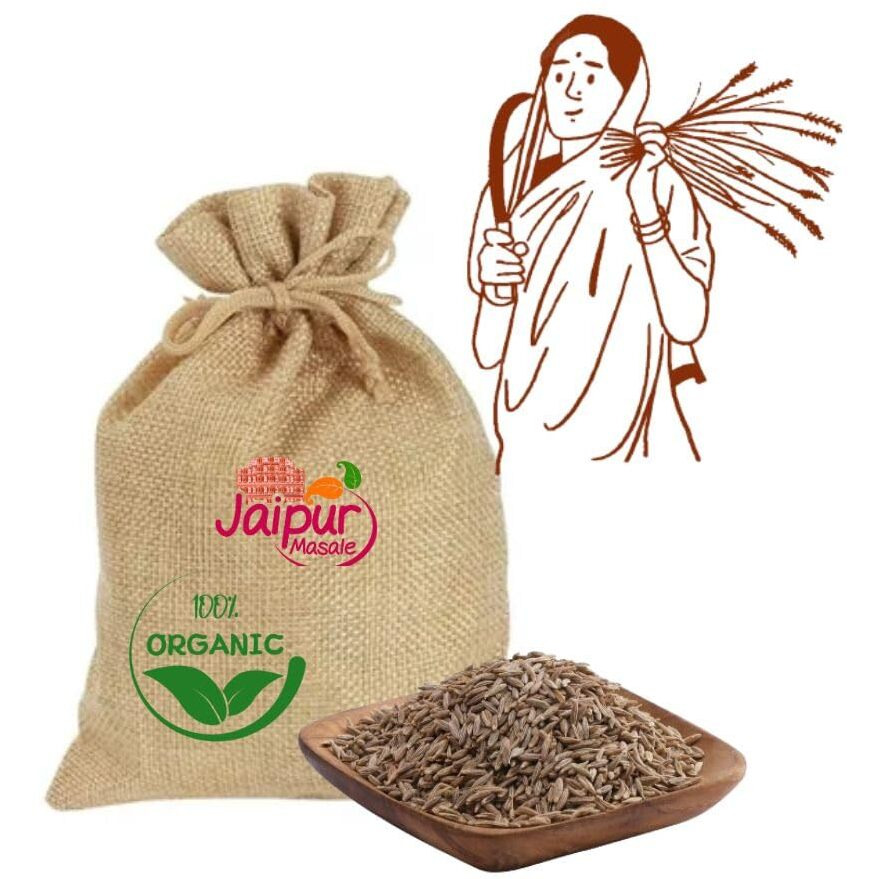 SHAAN-E JAIPUR Organic Whole Cumin Seeds/Jeera-450 gm | Quality Indian Spice, Fresh Natural Jeera | Premium Jeera for Indian Cooking | Biriyani Jeera with Jute Bag