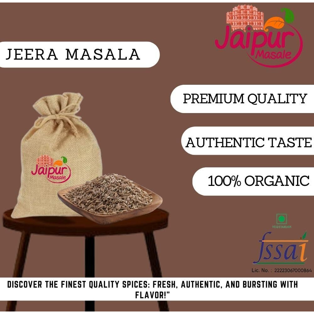 SHAAN-E JAIPUR Organic Whole Cumin Seeds/Jeera-450 gm | Quality Indian Spice, Fresh Natural Jeera | Premium Jeera for Indian Cooking | Biriyani Jeera with Jute Bag