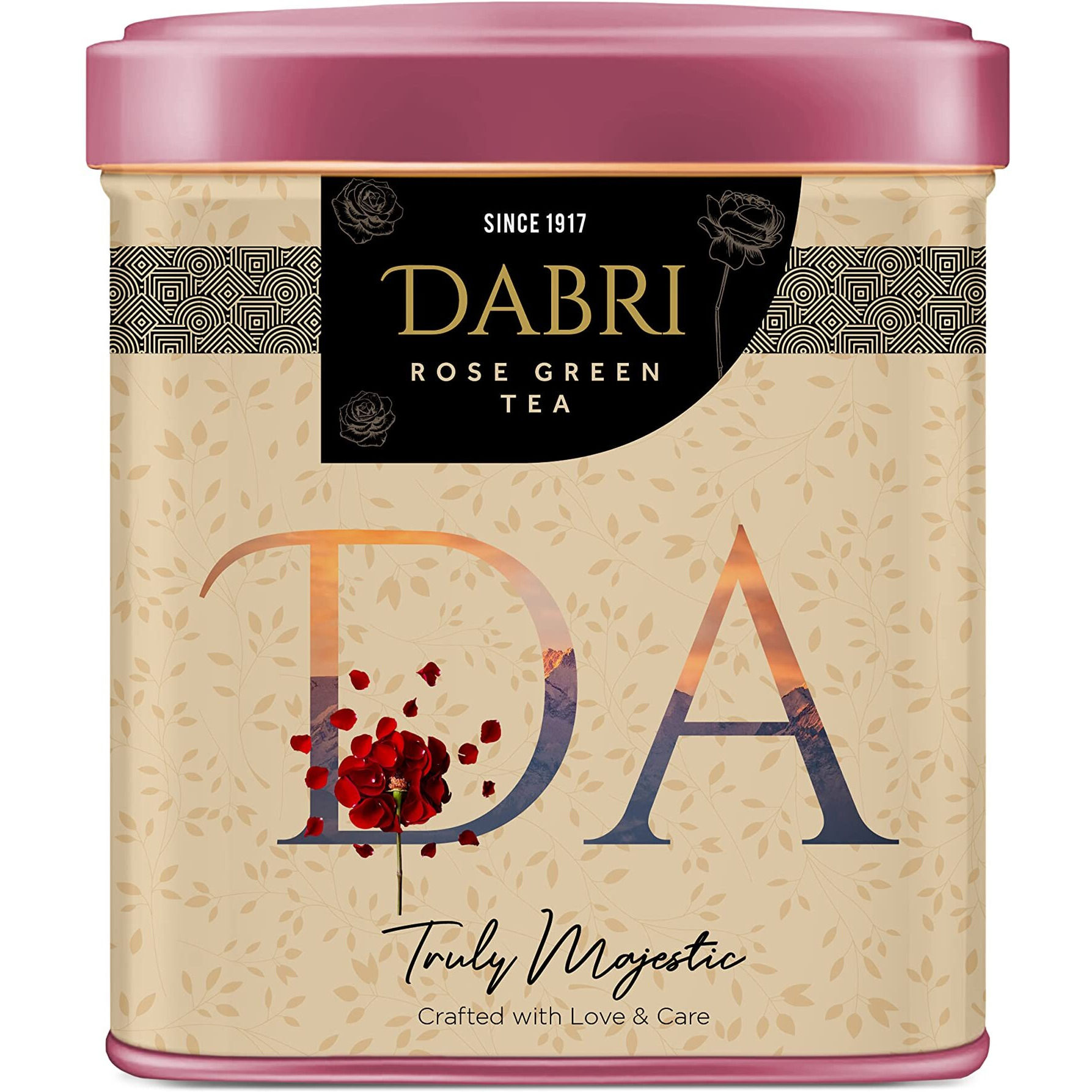 Dabri Rose Green Tea helps to prevent acne and to improve skin glow | 100% Whole Leaf & Natural Rose Petals | Helps in relieving stress, Healthy hair & weight (Premium Air Tight Tin Box of 40gm)