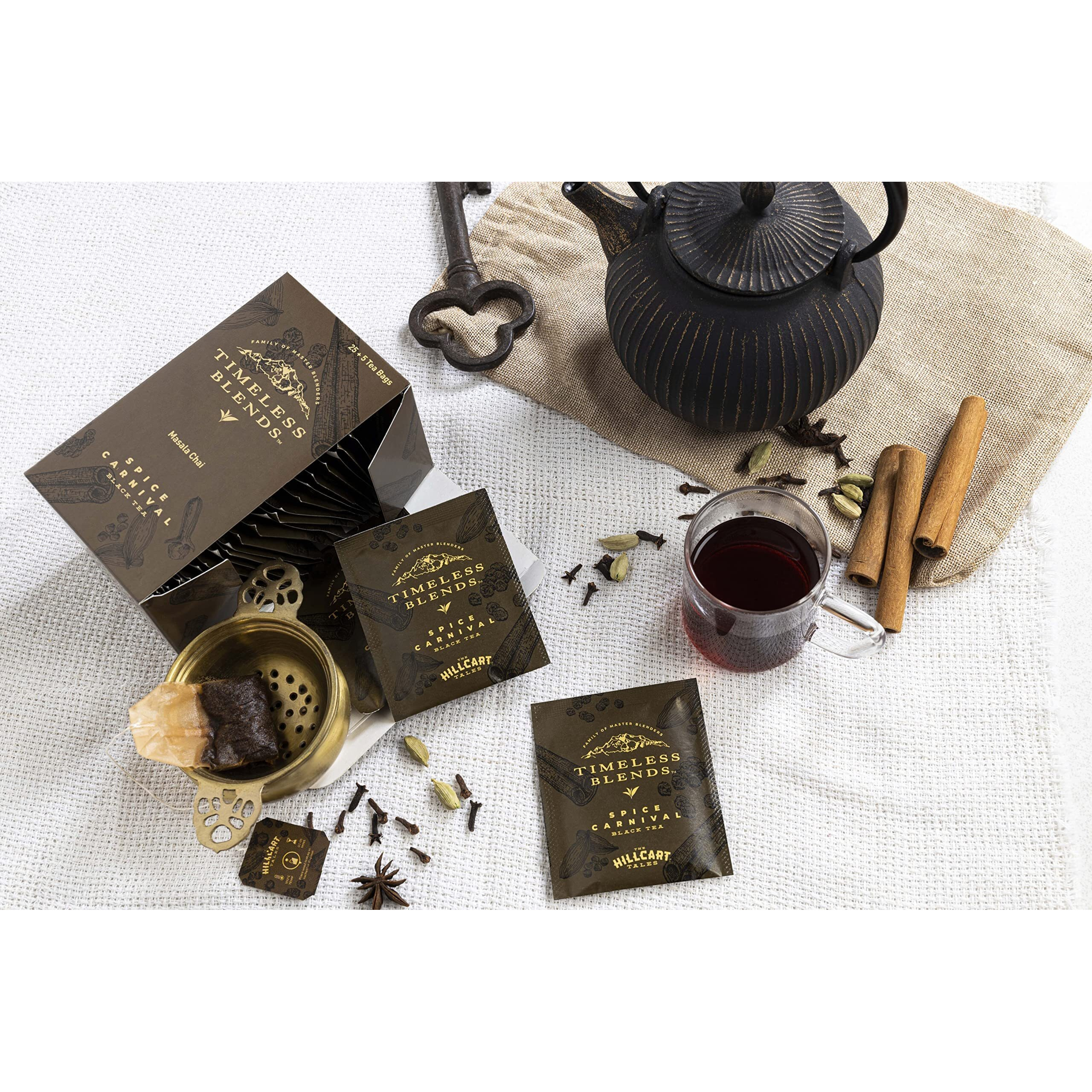 TIMELESS BLENDS Spice Carnival (Masala Chai) Black Tea Bags 25+5 Teabags | 60 Grams | Contains Black Tea, Cinnamon, Cardamom & Cloves | Help to Reduce Stress