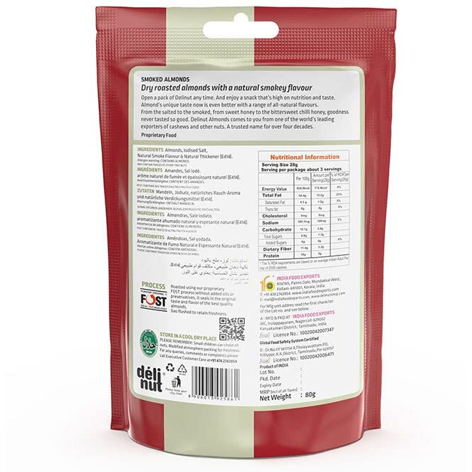 Delinut Dry Roasted Almonds | Smoked 80gm