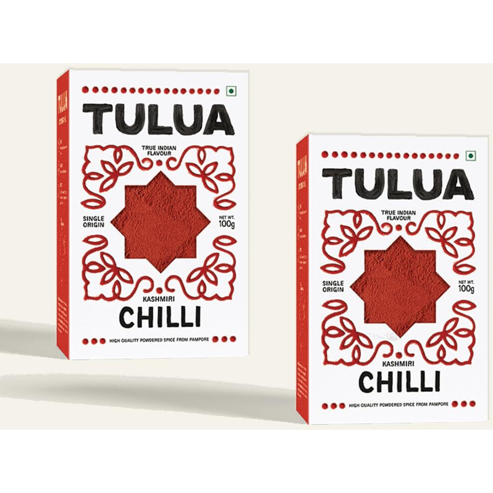 Tulua Kashmiri Chilli Premium Powder (Lal Mirch) - 100gm Each Pack of 2 | Fresh and 100% Natural | Sourced From Pampore, Kashmir | Made with handpicked and sun-dried chillies | No Added Colours