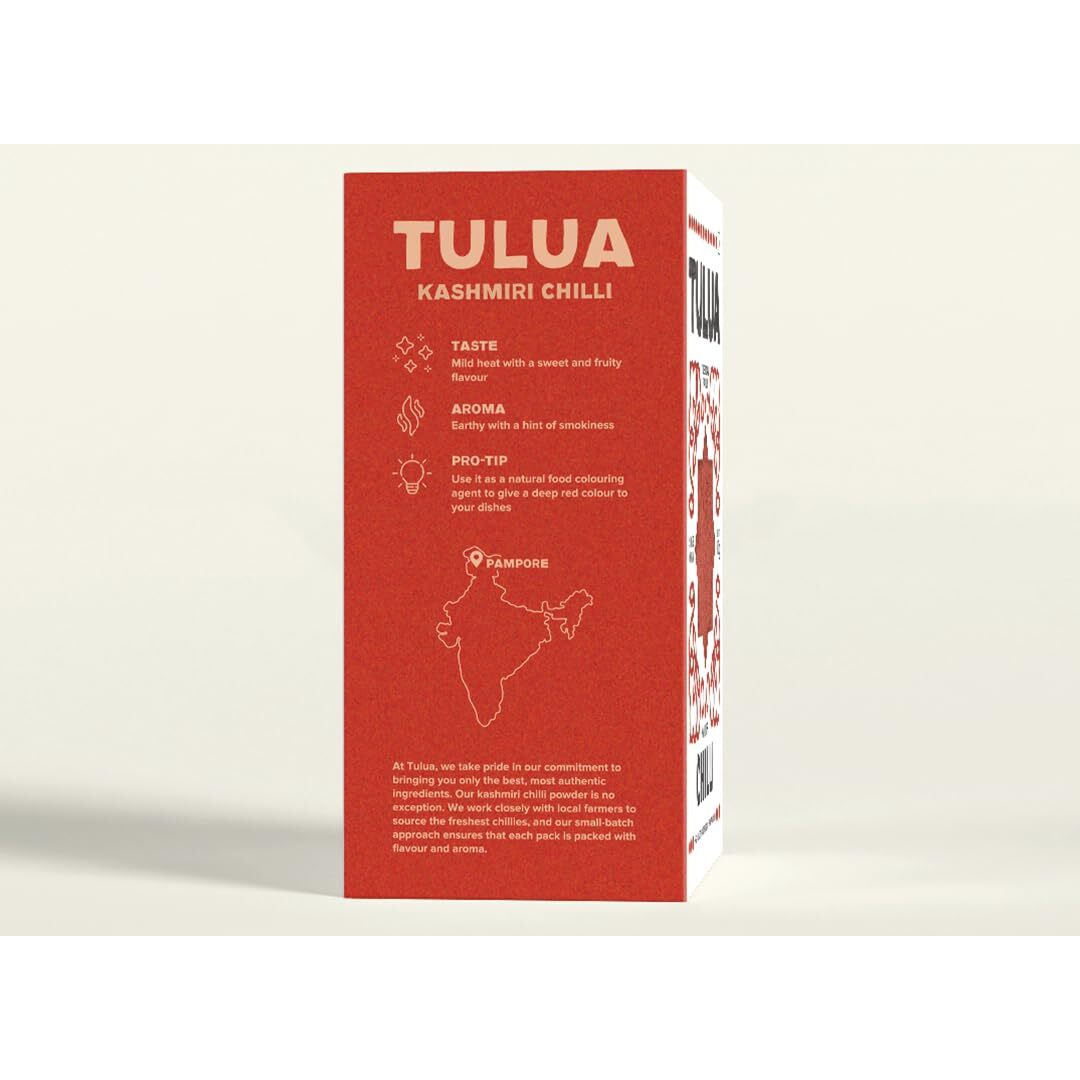 Tulua Kashmiri Chilli Premium Powder (Lal Mirch) - 100gm Each Pack of 2 | Fresh and 100% Natural | Sourced From Pampore, Kashmir | Made with handpicked and sun-dried chillies | No Added Colours