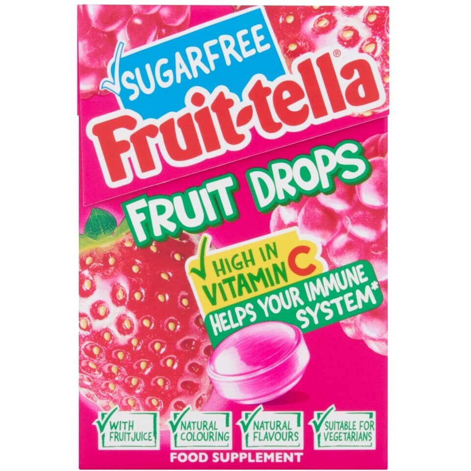 Fruit-Tella Sugar Free Fruit Drops Red Berry Mix Pouch, 45 g