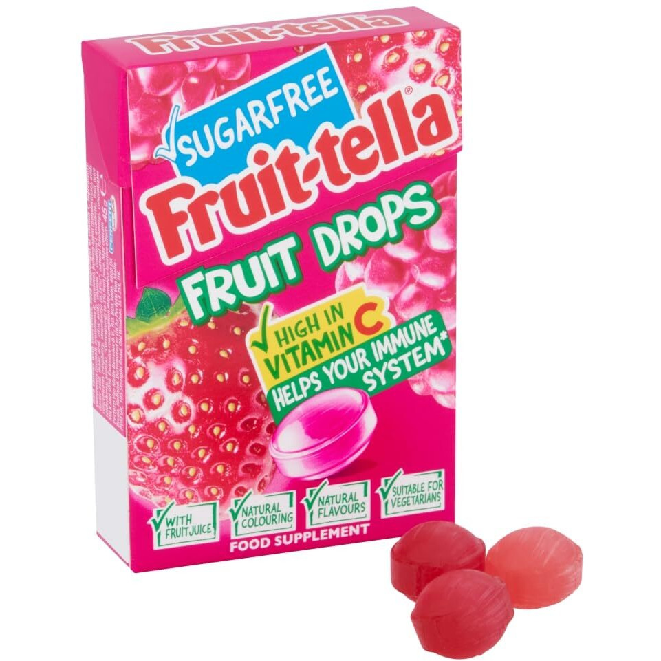 Fruit-Tella Sugar Free Fruit Drops Red Berry Mix Pouch, 45 g