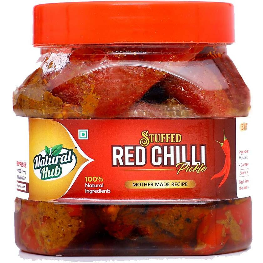 Natural Hub Homemade Red Chilli Pickle,Yummy, Lal Mirchi Ka Achaar (500 gm) (Eat it, Feel it, Love it)