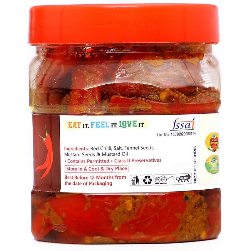 Natural Hub Homemade Red Chilli Pickle,Yummy, Lal Mirchi Ka Achaar (500 gm) (Eat it, Feel it, Love it)