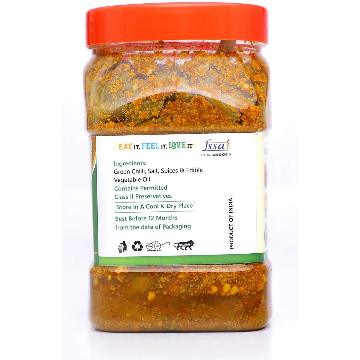 Natural Hub Rajasthani Green Chilli Pickle, Hari Mirch Ka Achar (Green Chilli, 1 Kg)