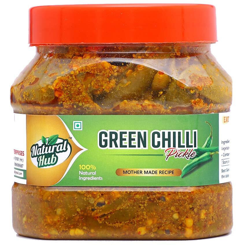 Natural Hub Mothermade Rajasthani Marwari Hari Mirch Ka Achaar, Green Chilli Pickle, (The Real Taste of Rajasthan) 500grm