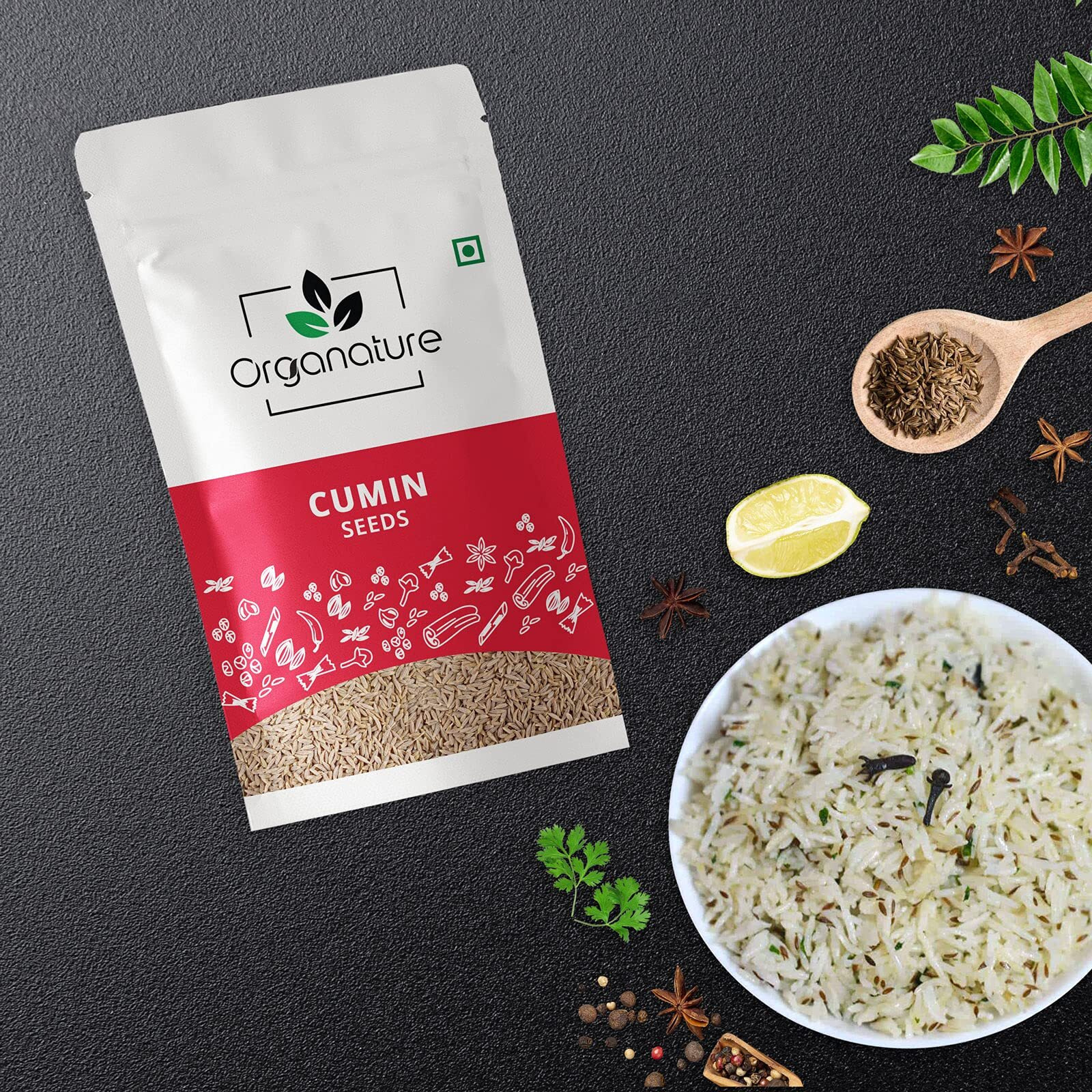Organature Fresh & Natural Jeera | Whole Cumin Seeds | Whole Indian Spice | Safaid jeera - Pack of (850 Grams)