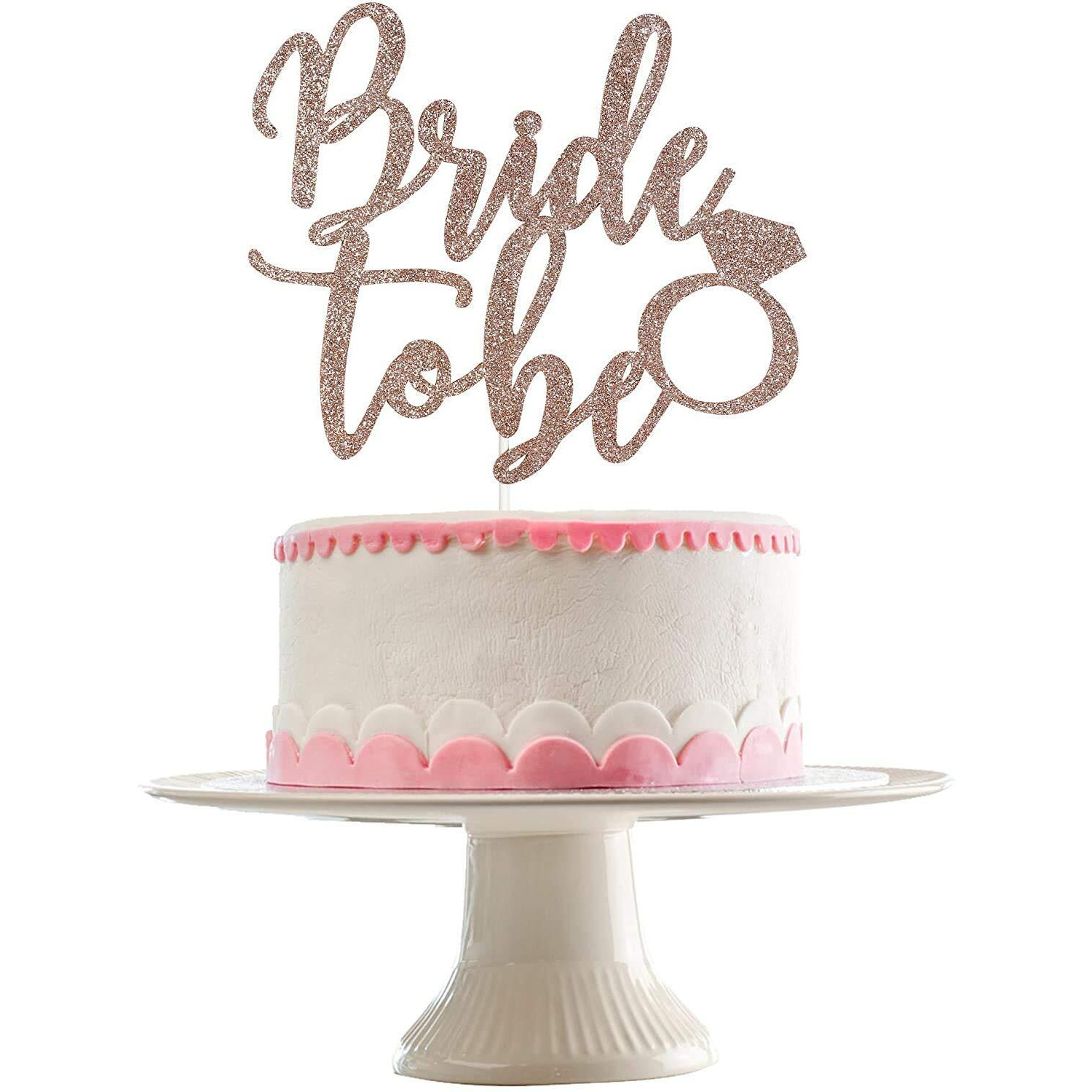 Festiko Rose Gold Glittery Bride to Be Cake Topper- Bachelorette Party Decorations,Wedding,Bridal Shower Engagement Party Decor,Bridal Shower Cake Dcor
