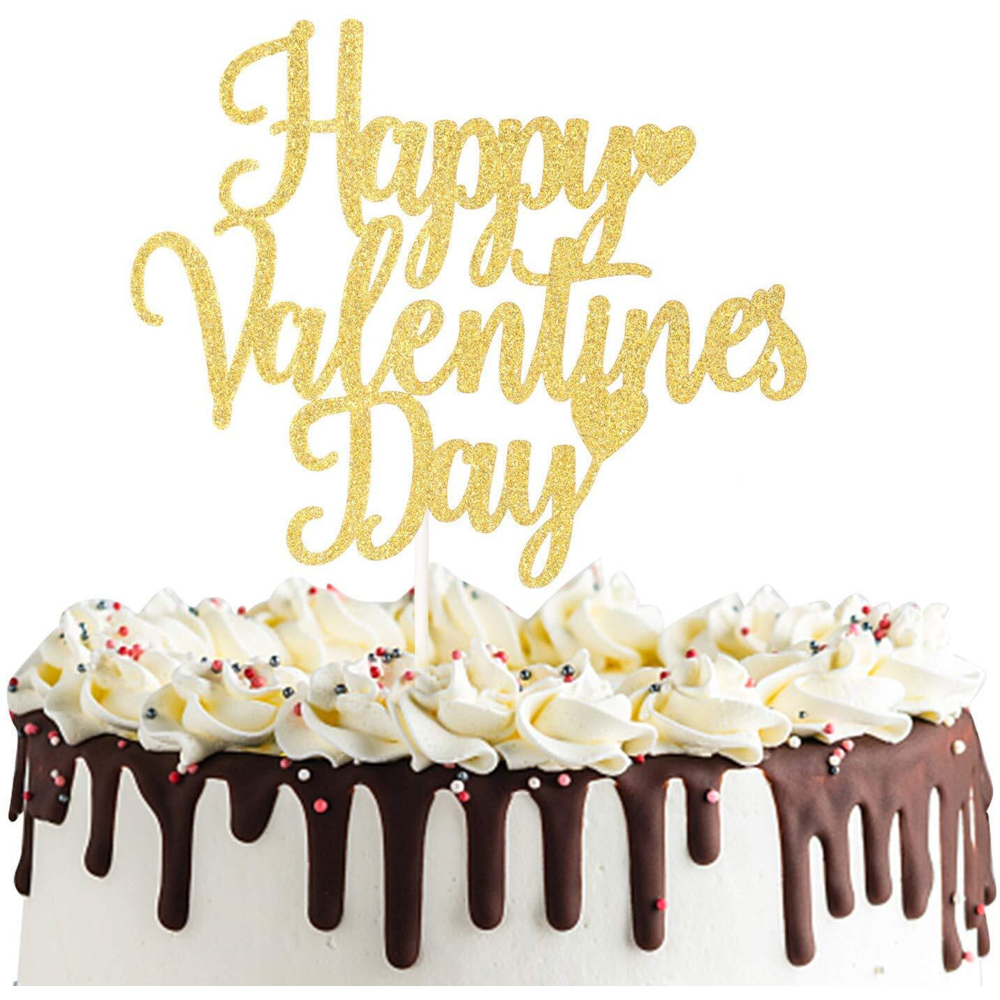 Festiko Happy Valentines Day Cake Topper, Cake Decor, Valentines Day Party Decorations