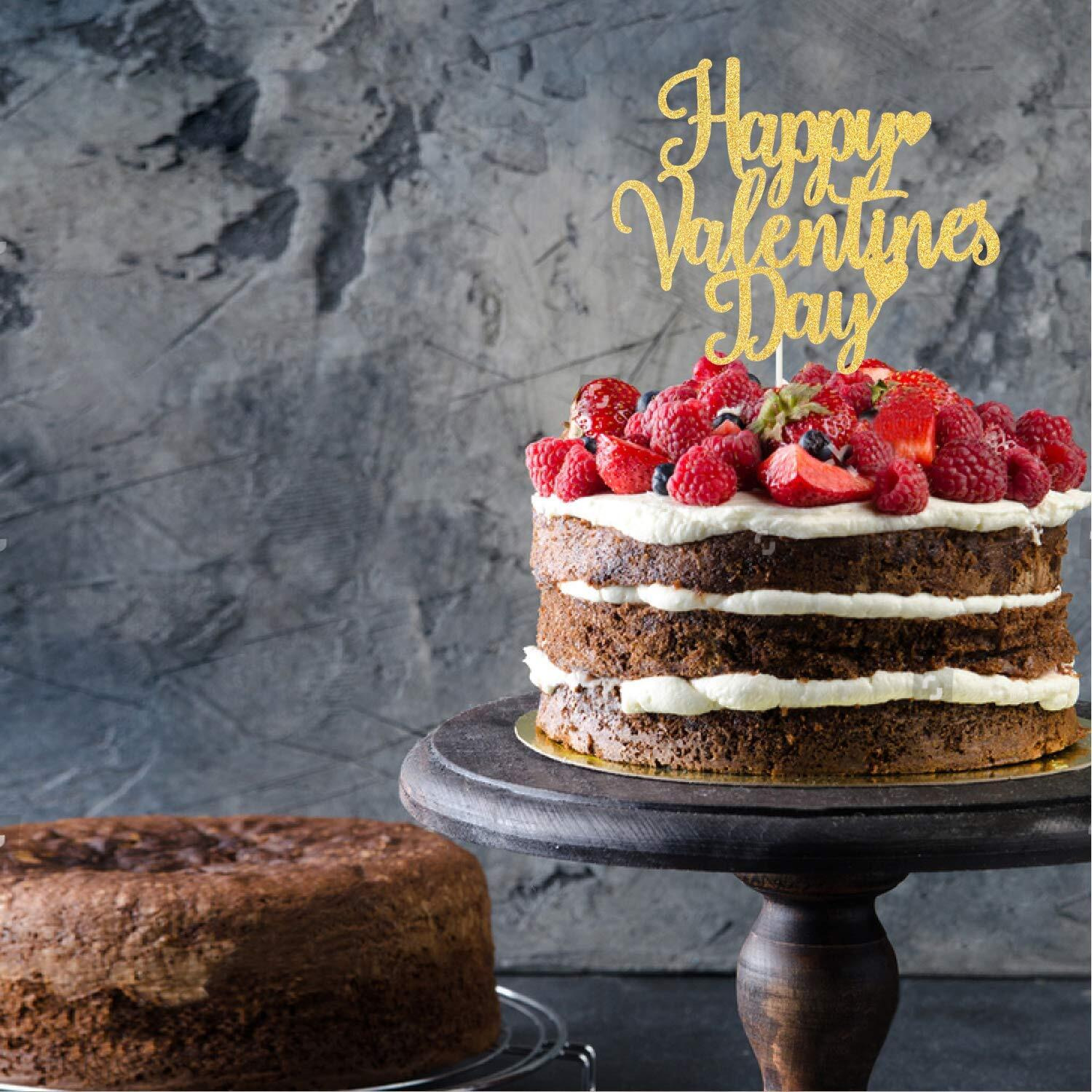 Festiko Happy Valentines Day Cake Topper, Cake Decor, Valentines Day Party Decorations