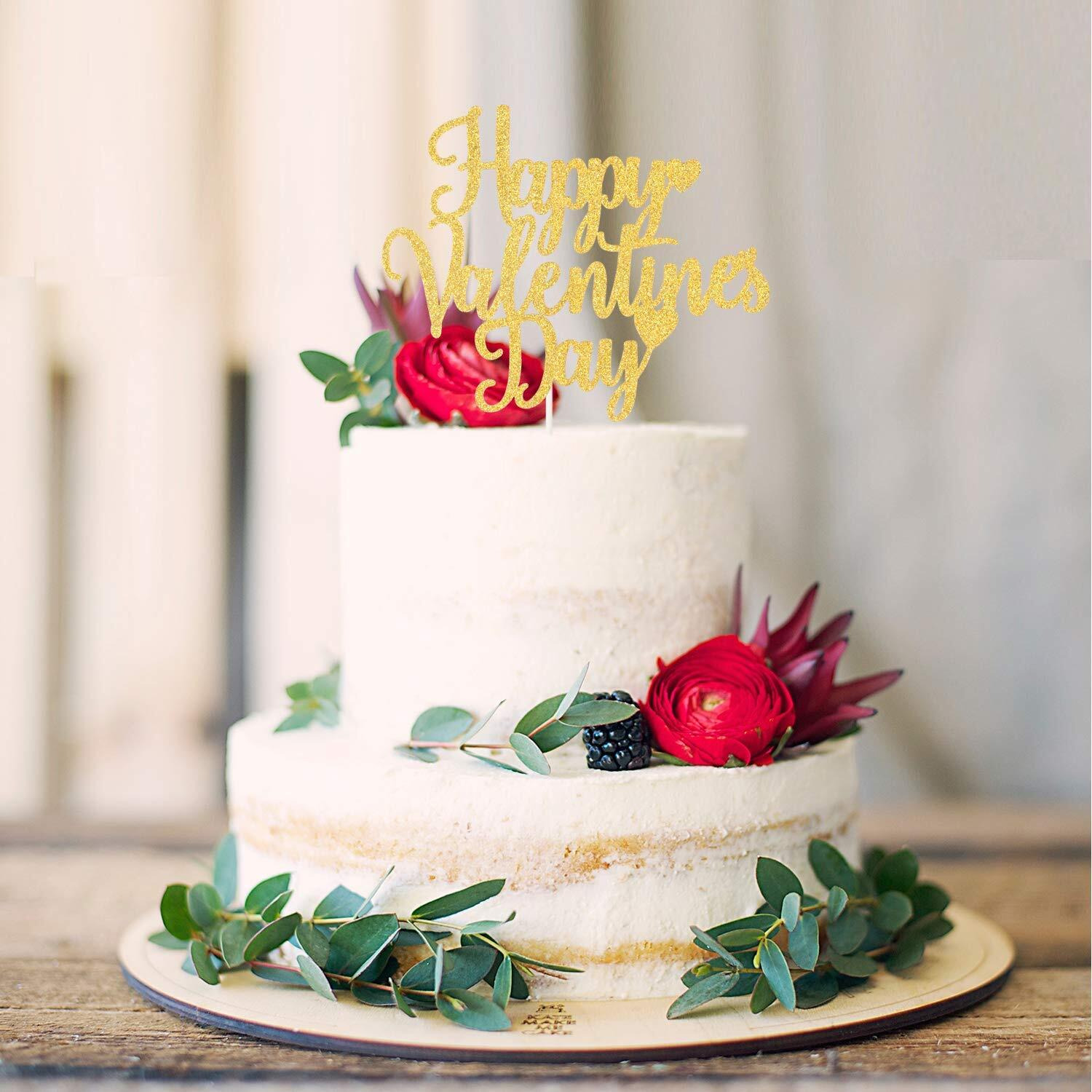 Festiko Happy Valentines Day Cake Topper, Cake Decor, Valentines Day Party Decorations