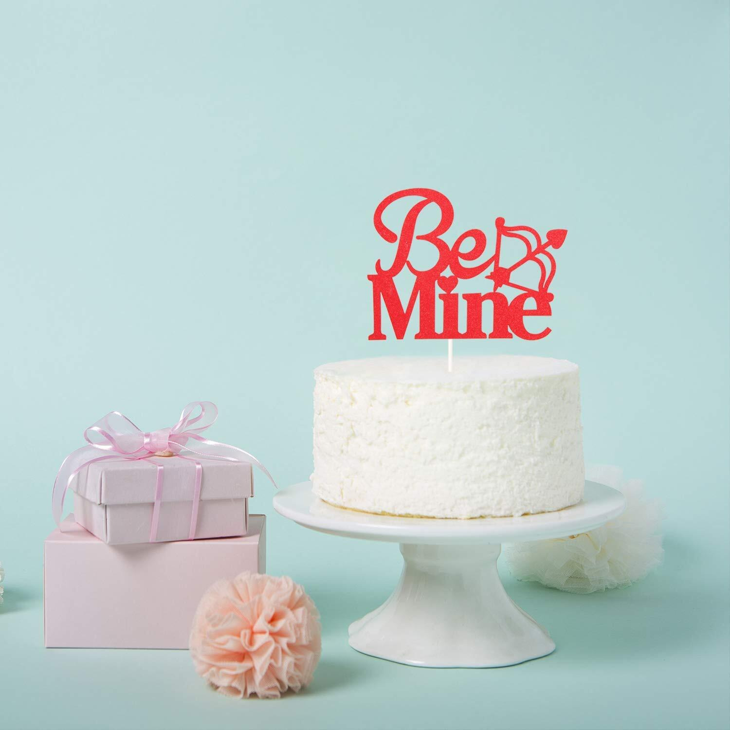 Festiko Be Mine Cake Topper for Wedding Anniversary Propose Party Engagement Decorations Supplies