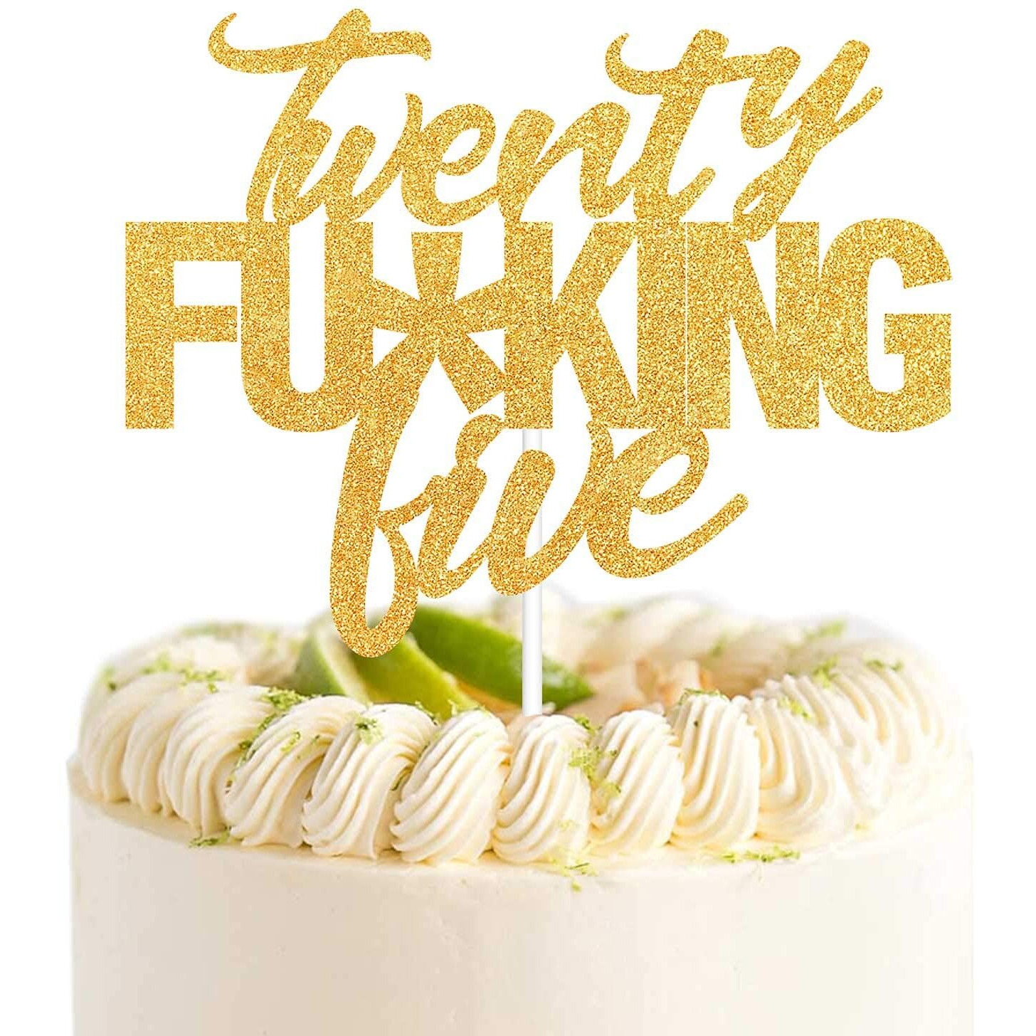 Festiko Twenty Five Gold Glitter Cake Toppers 25 Years Old 25th Birthday Anniversary Party Decorations Supplies