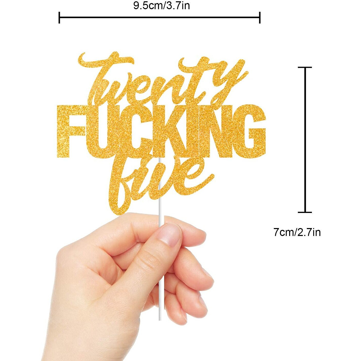 Festiko Twenty Five Gold Glitter Cake Toppers 25 Years Old 25th Birthday Anniversary Party Decorations Supplies