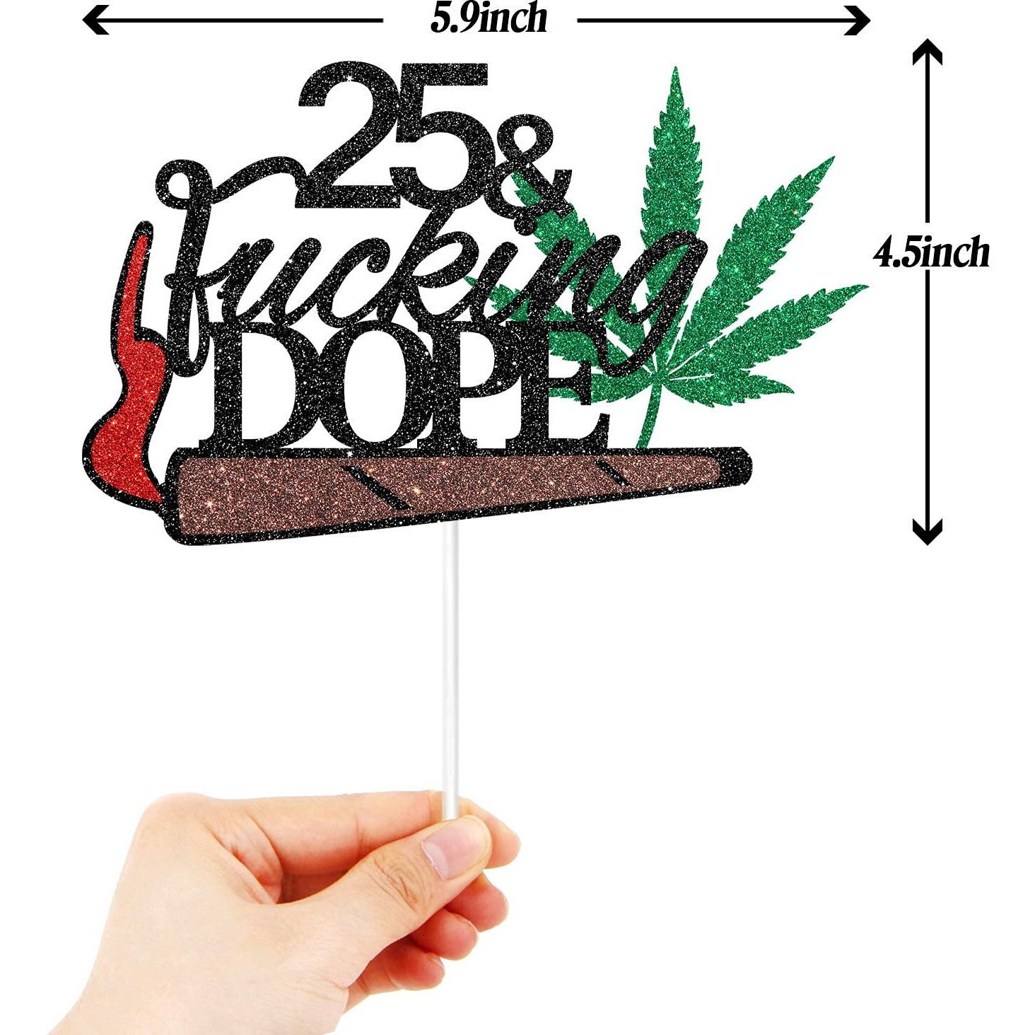 Festiko Black Glitter Have A Dope 25th Birthday Cake Topper, 25 & Fabulous / 25th Birthday Cake Topper, 25th Birthday Party Decoration for Boys or Girls (25th)
