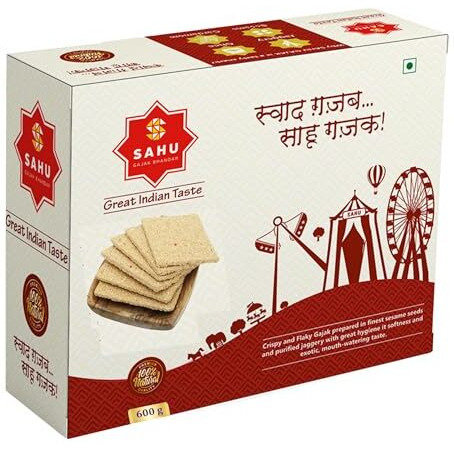 SAHU GAJAK BHANDAR Tilpatti Gajjak Patti 600g | Sesame Chikki | Gur Til Gajak | Til Sakri | Gazak | Healthy Sesame Chikki | No Added Preservatives and Colour