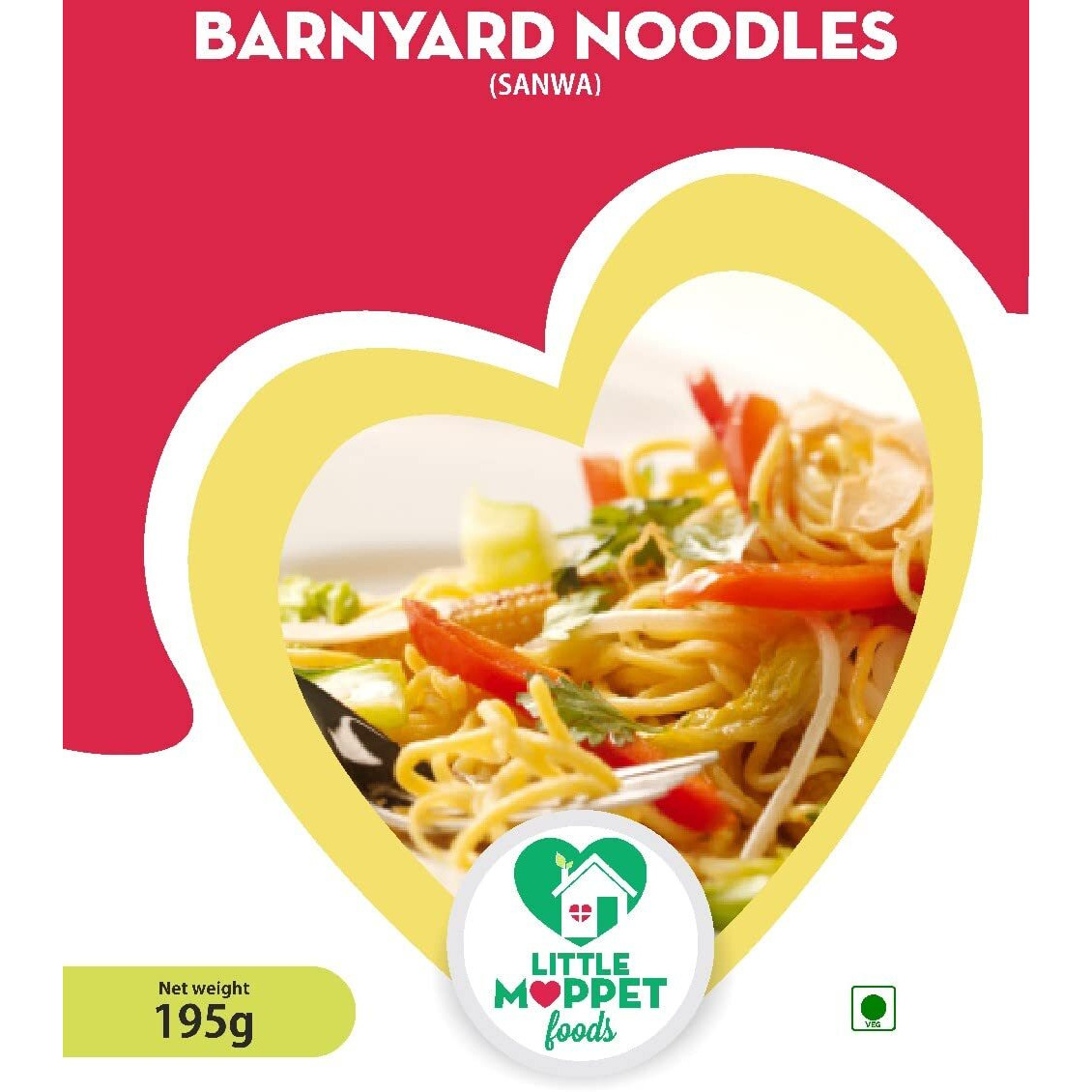 Little Moppet Foods Vegetarian Noodles, Calcium, Natural - 195 Gm (Barnyard Noodles)