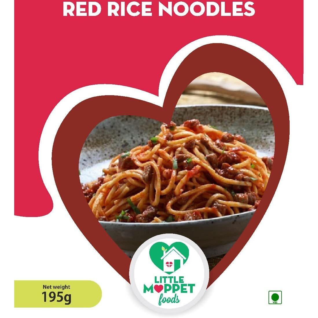 Little Moppet Foods Certified Organic Noodles - 195 grams (Red Rice Noodles)