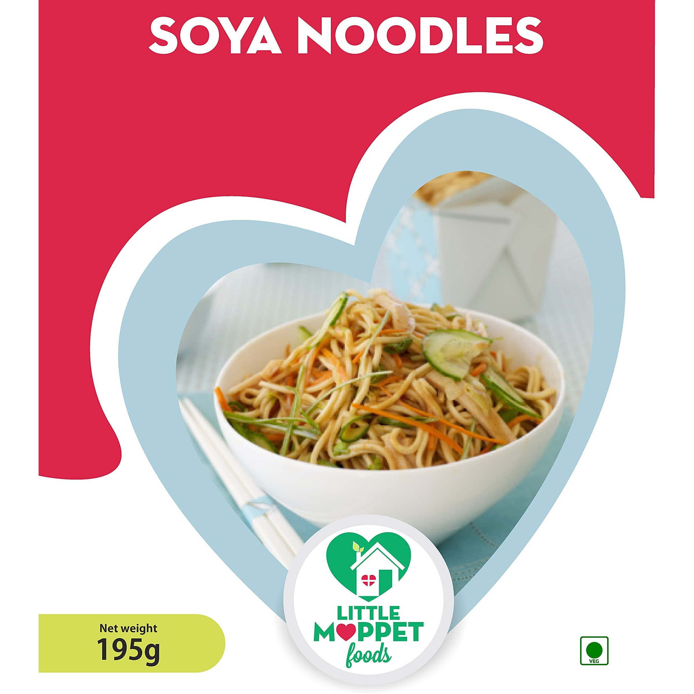 Little Moppet Foods Noodles -Vegetarian - Natural - 195 Gm (Soya Noodles)