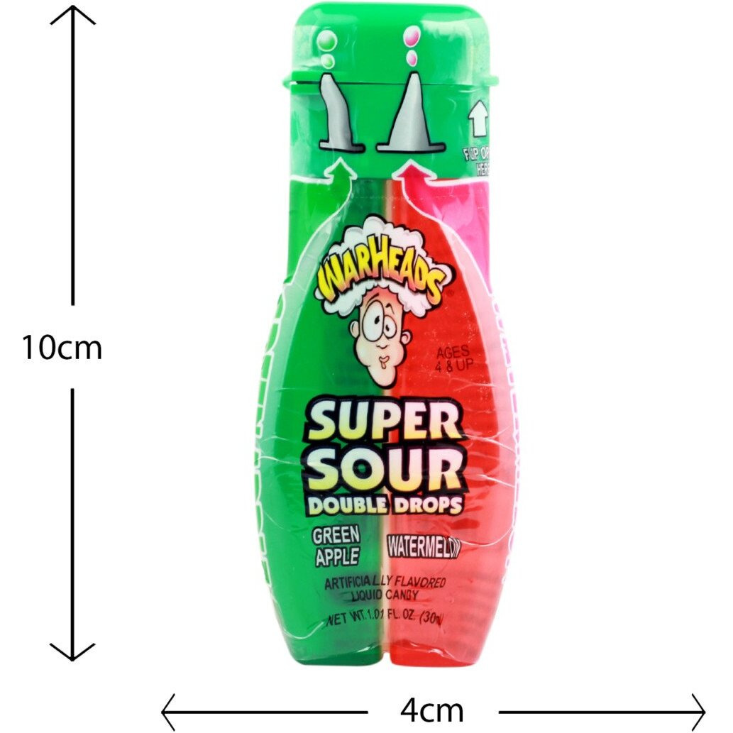 warheads Super Sour Green Apple & Watermelon Double Drops, 30 ml