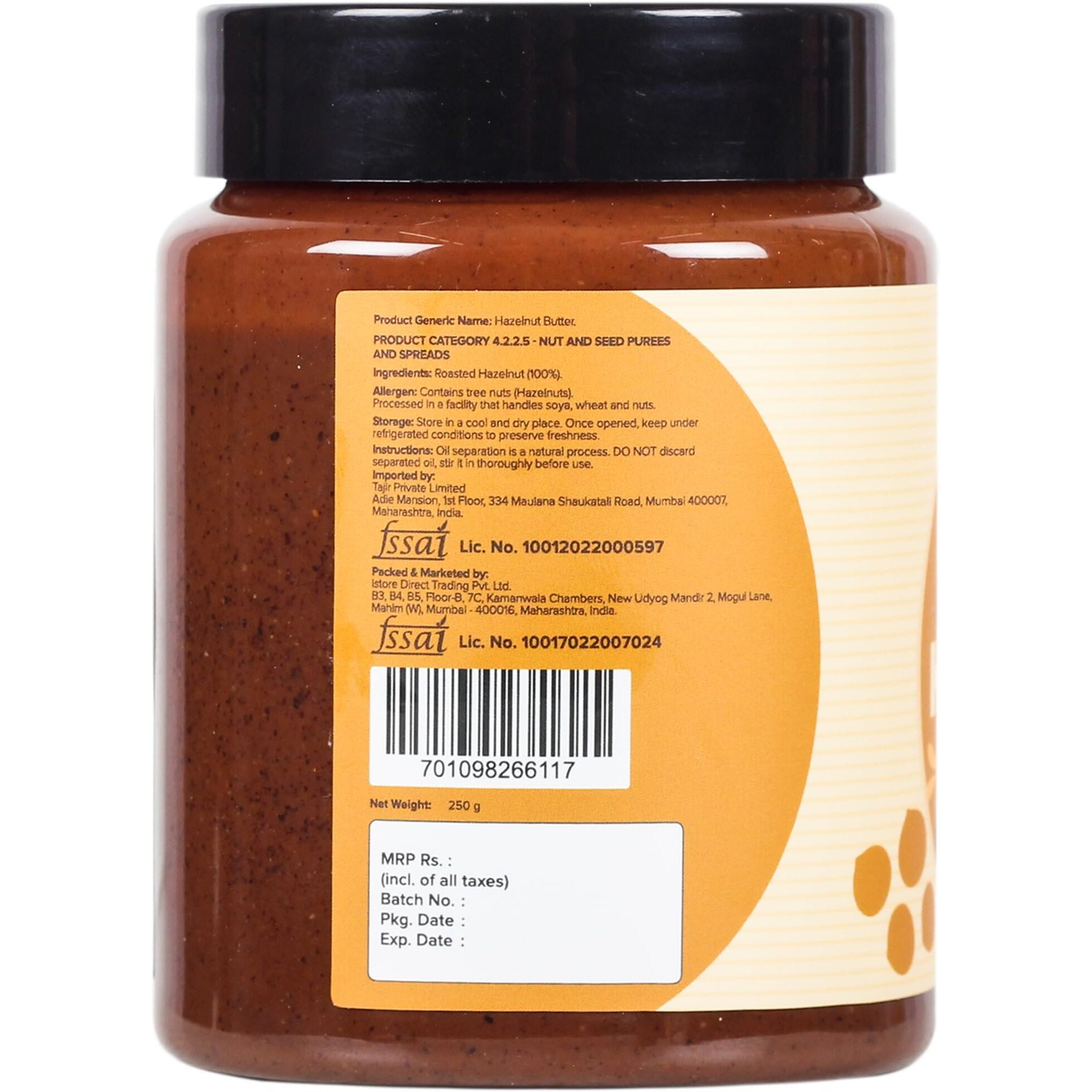 Urban Platter Unblanched Hazelnut Butter Unsweetened, 250g