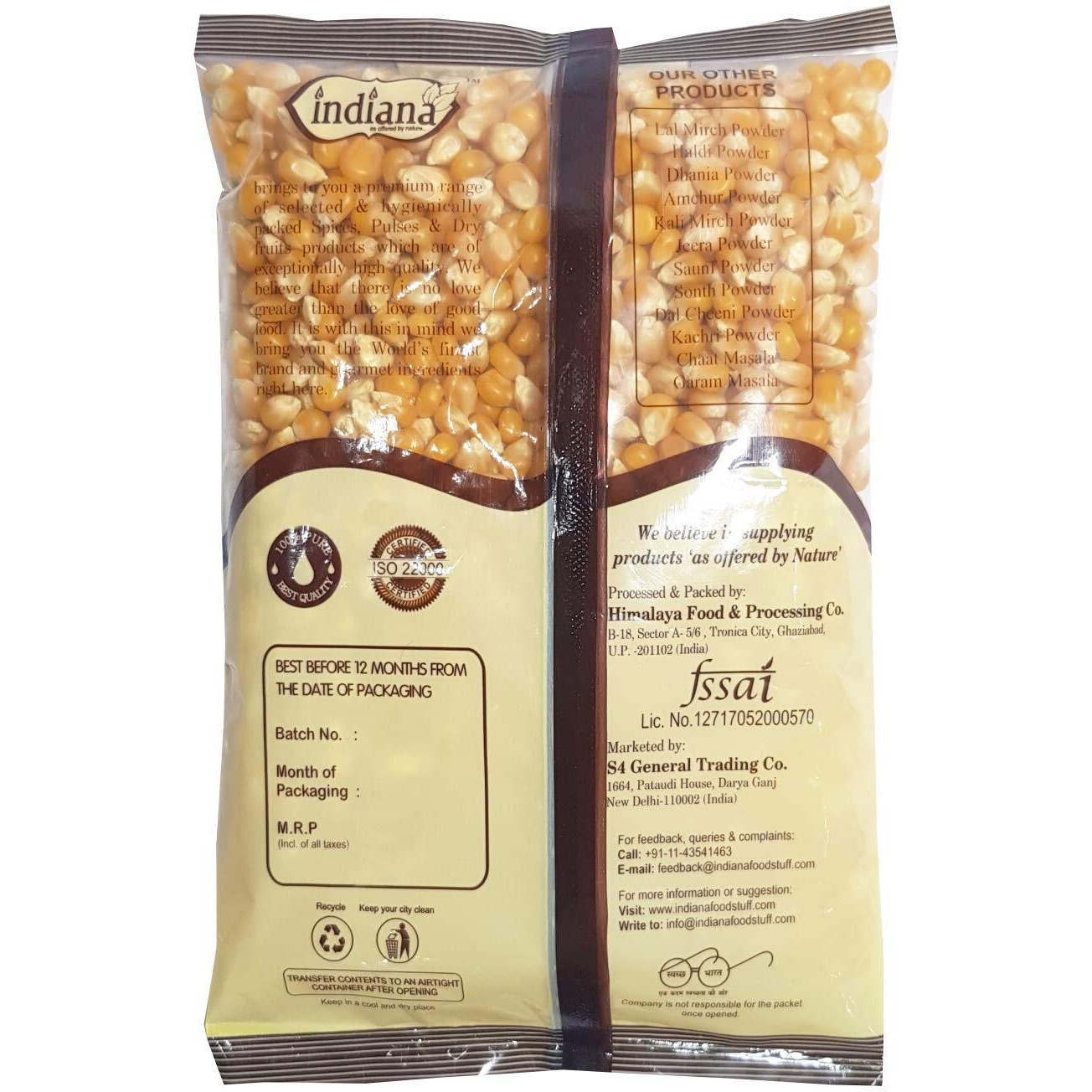 Indiana Pop Corn Big Size Kernels (400gm)