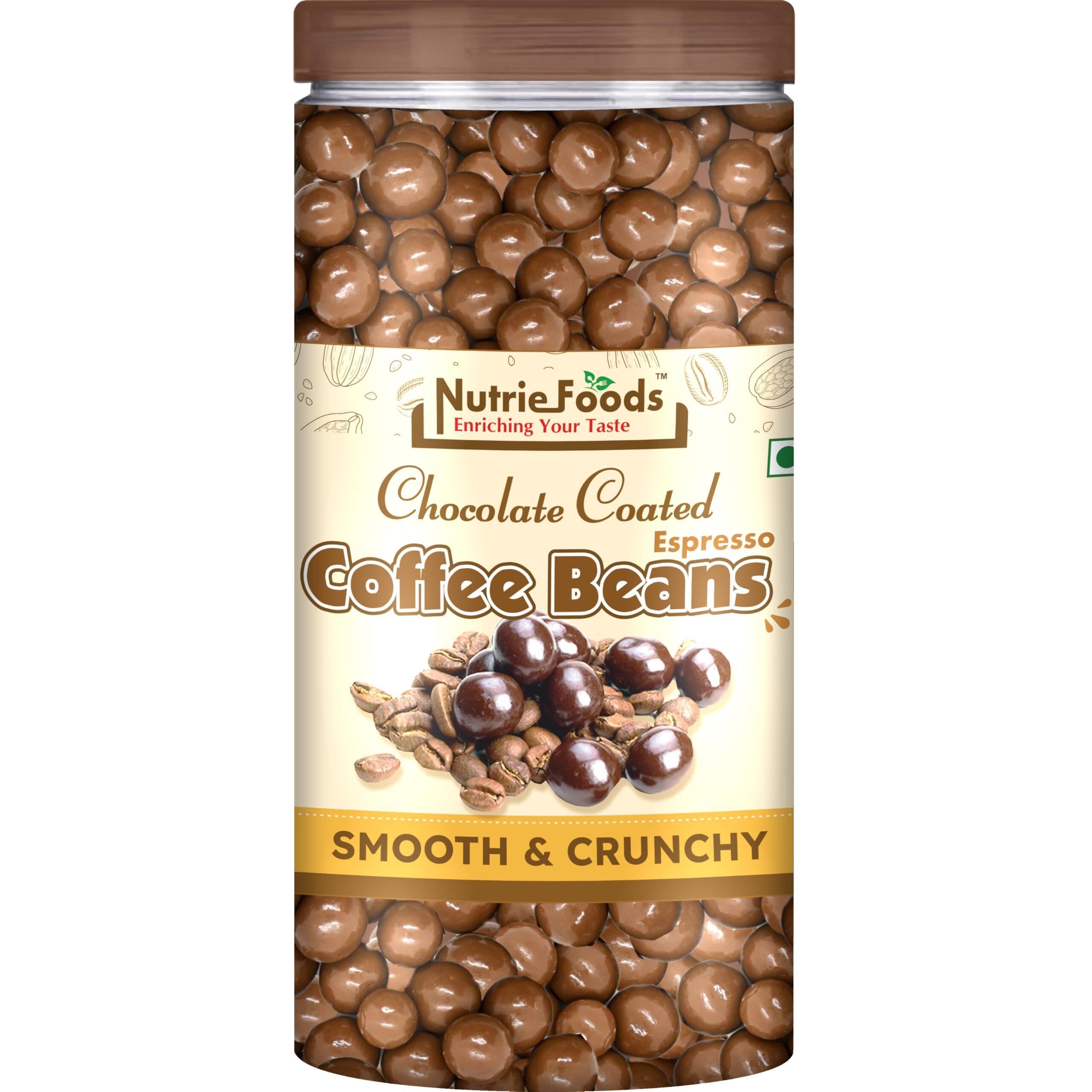 NUTRIEFOODS Enriching Your Taste Chocolate Coated Espresso Coffee Beans | Roasted & Crunchy | Made with Premium Chocolate & Espresso Coffee Beans (200g)