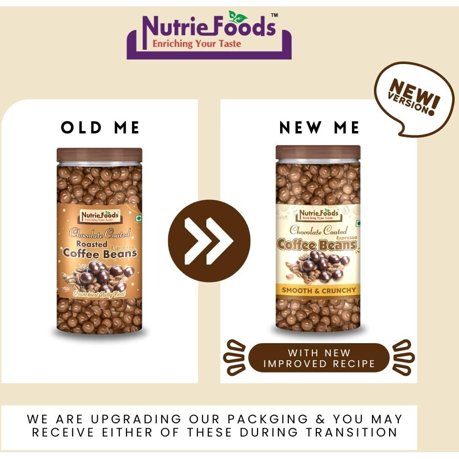 NUTRIEFOODS Enriching Your Taste Chocolate Coated Espresso Coffee Beans | Roasted & Crunchy | Made with Premium Chocolate & Espresso Coffee Beans (200g)
