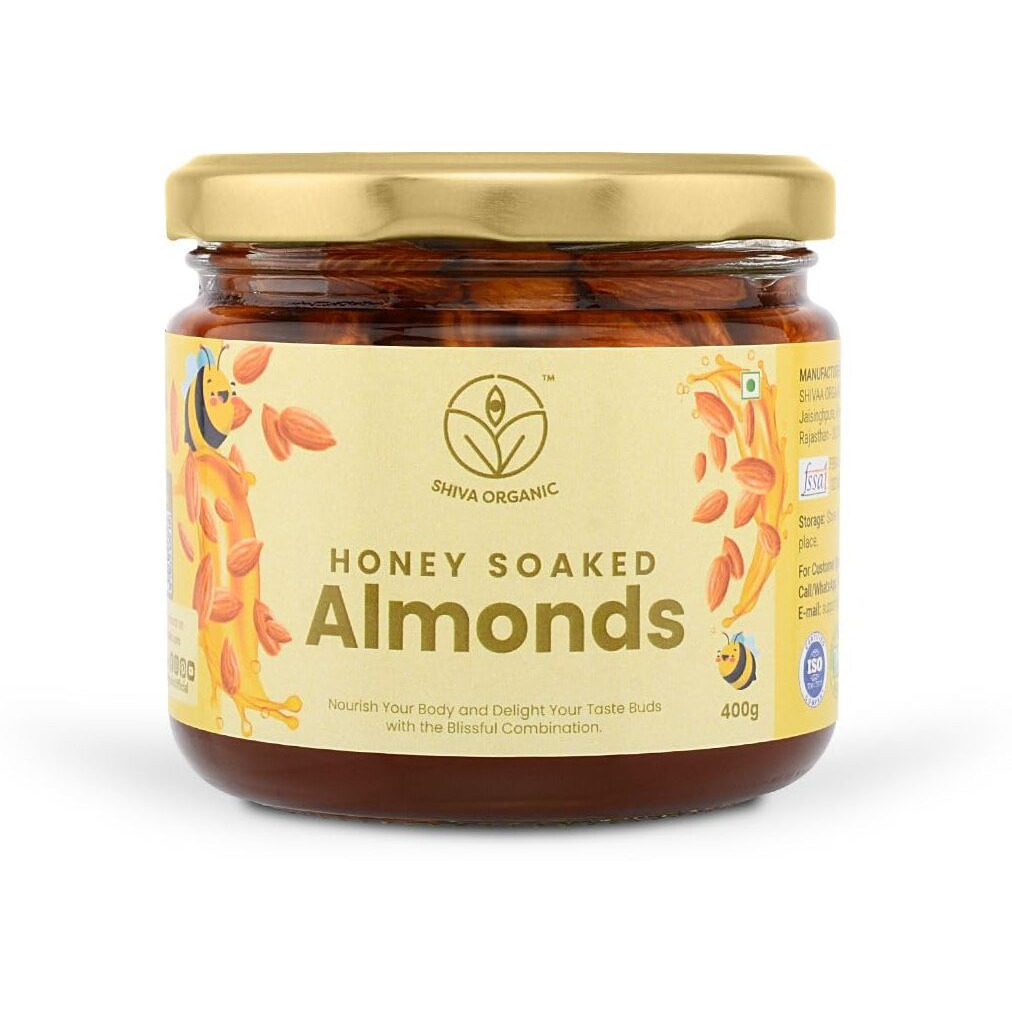 Shiva Organic Almond Nuts in Honey - Crunchy, Rich in Protein, Magnesium, Phosphorus, and Dietary Fibre | Energy Booster (Honey Soaked Almonds, 400 g)