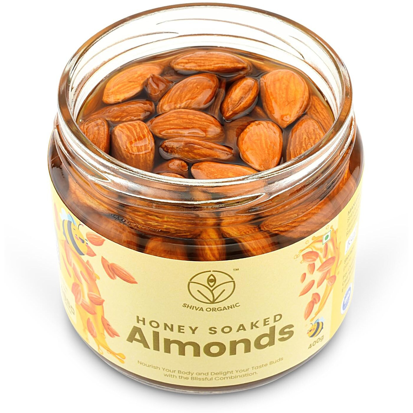 Shiva Organic Almond Nuts in Honey - Crunchy, Rich in Protein, Magnesium, Phosphorus, and Dietary Fibre | Energy Booster (Honey Soaked Almonds, 400 g)