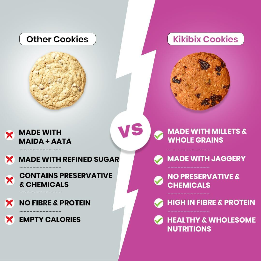 Kikibix Fruit & Nut Oats Cookies | Healthy Biscuit For Kids | No Maida, No Refine Sugar | With 50% Nuts & Dry Fruits | Cashews, Black Currants, Raisins | High Protein & High Fibre Cookies | (130 GM X PACK OF 1)