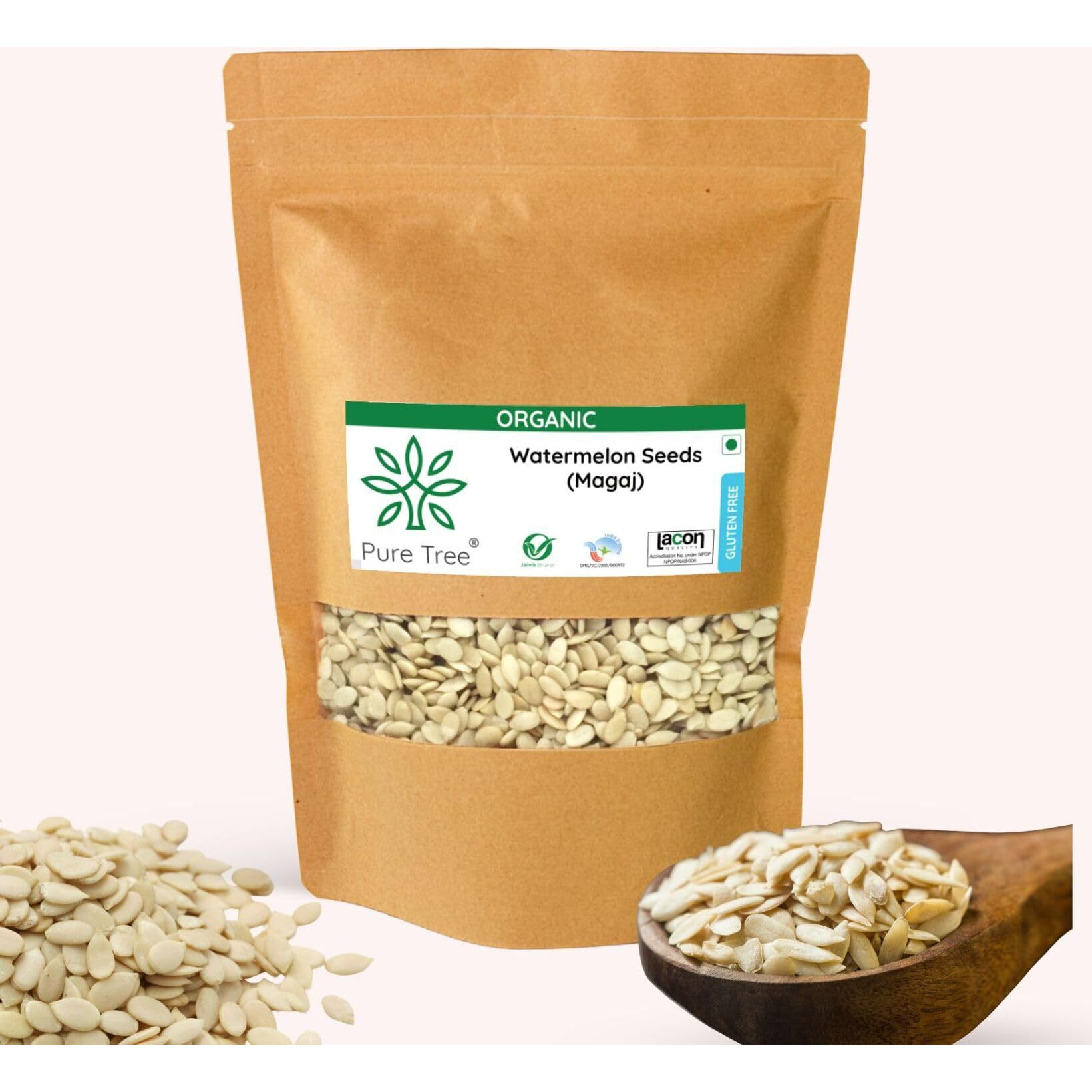 Pure Tree Certified Organic Magaj Seeds | 250 g | Watermelon Seeds | Tarbuj Ke Beej | Organic Seeds for Eating Rich in Protein & Fiber | High In Fiber