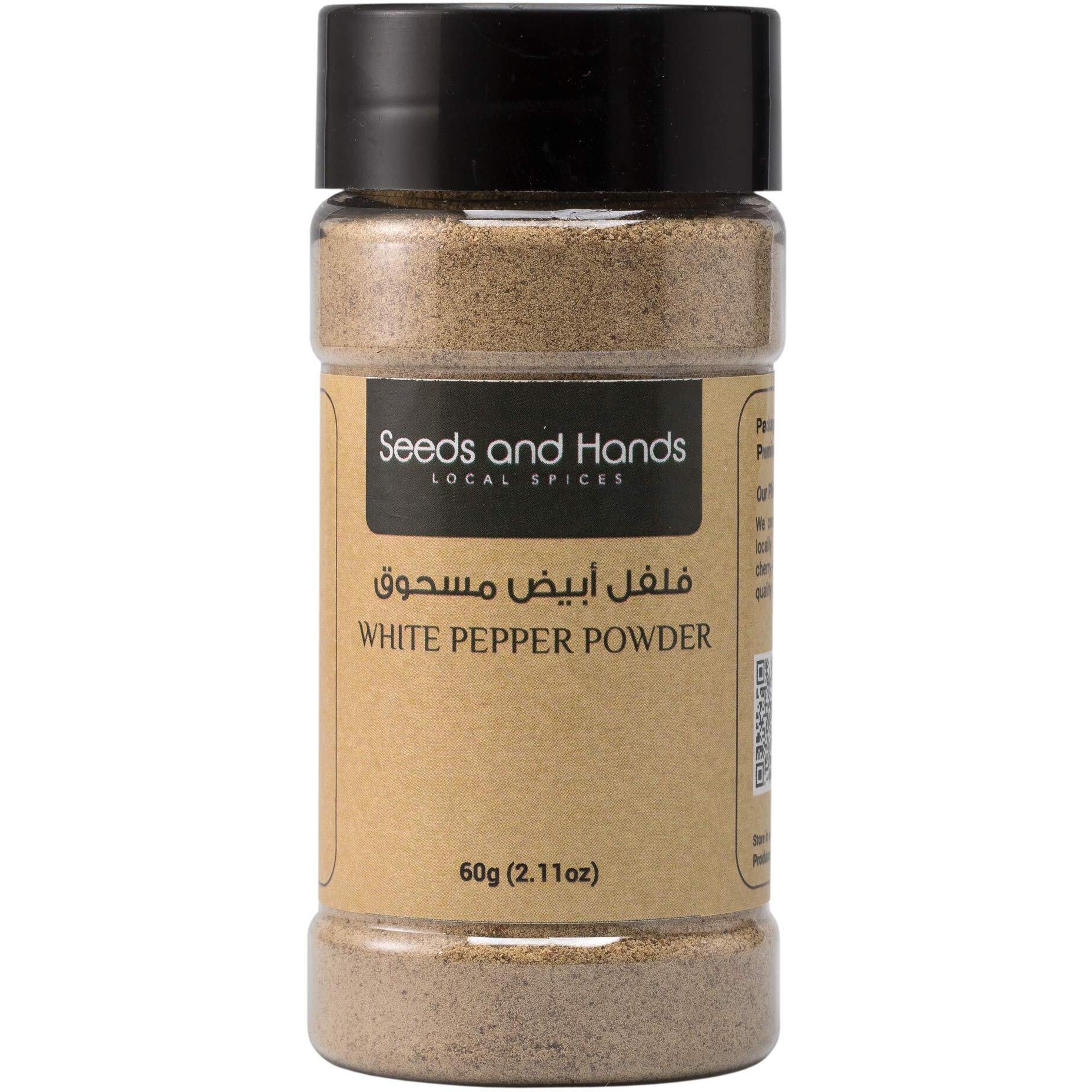 Seeds and Hands Wayanad White Pepper Powder [100% Pure and Natural - Pesticide Free] Pack of 2 x 60g (120g)