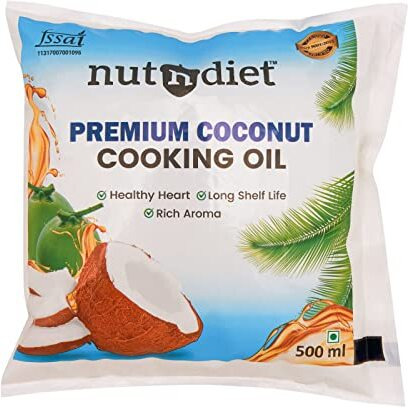 nutndiet Premium Edible Coconut Oil For Cooking, Pouch 500ml