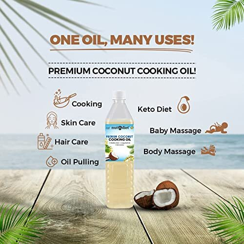 nutndiet Premium Edible Coconut Oil For Cooking, Pouch 500ml