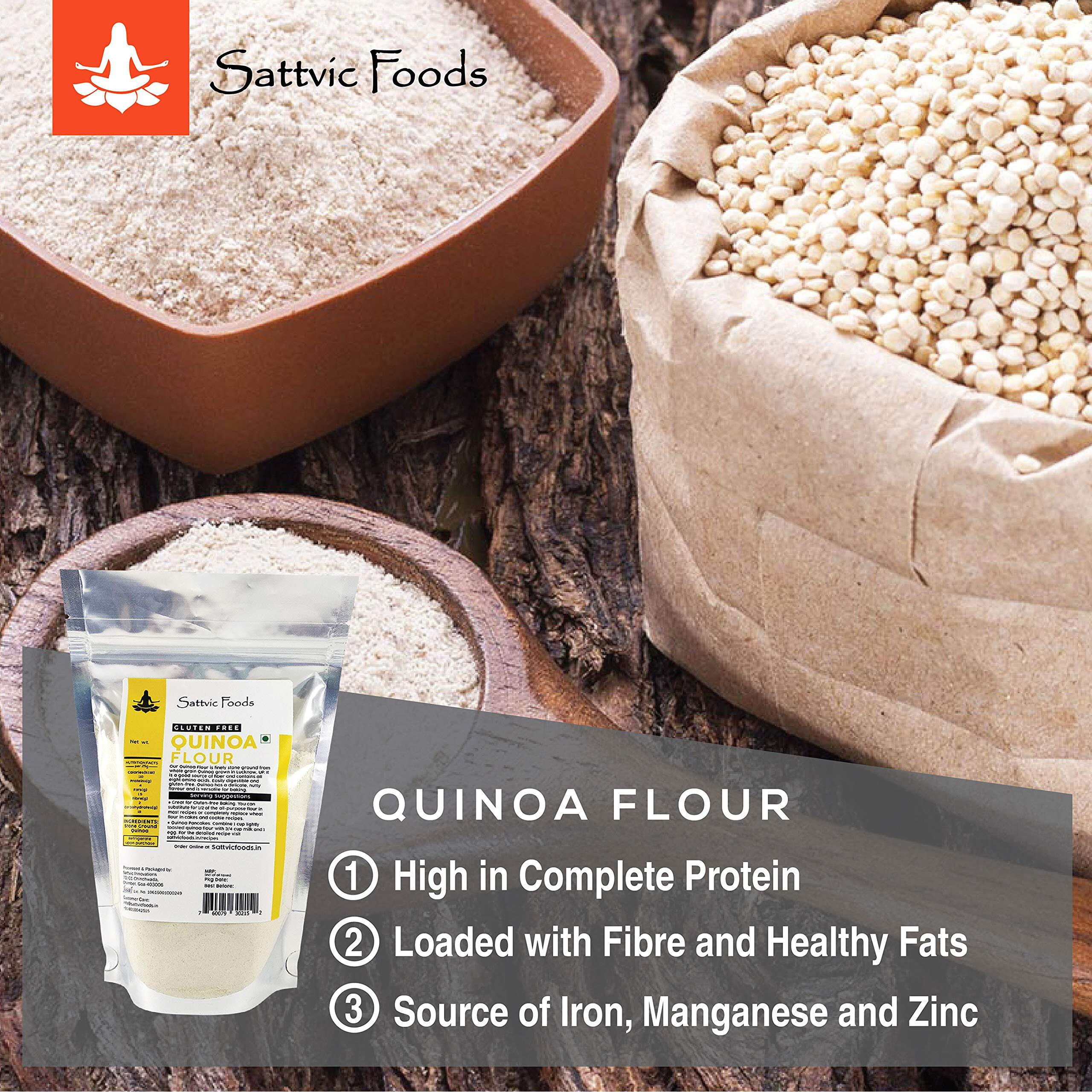 Sattvic Foods Certified Organic Quinoa Flour/Atta (750 g) Gluten-Free, Complete Protein, Stone Ground | Improves Gut Health | Make Parathas, Baked Goodies, Pancakes, Wraps