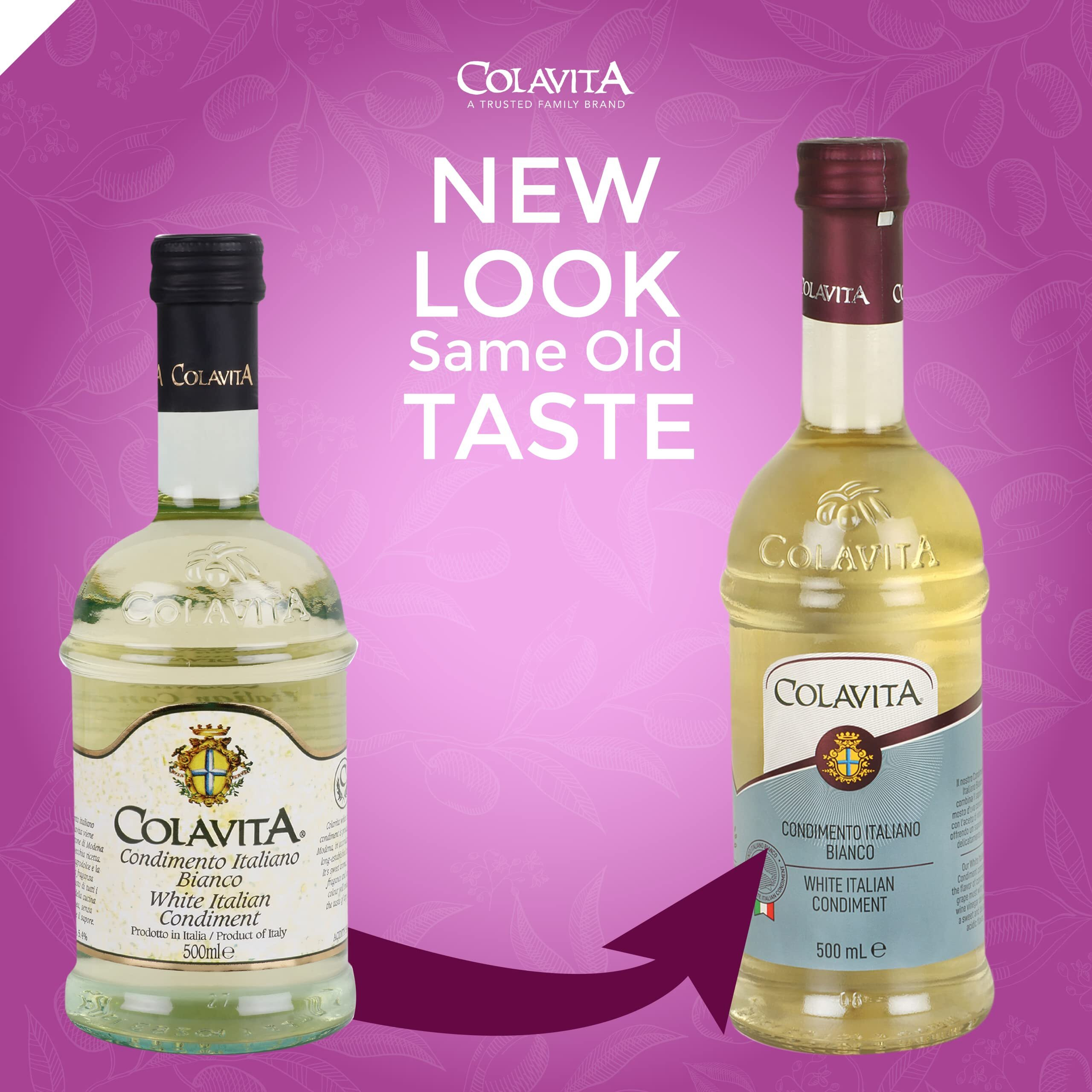 Colavita White Balsamic Vinegar (500ml) | Imported from Italy | Premium Vinegar for Cooking, Salad Dressings and Marinating Fresh or Grilled Vegetables | No Artificial Colours | Timeless Bottle