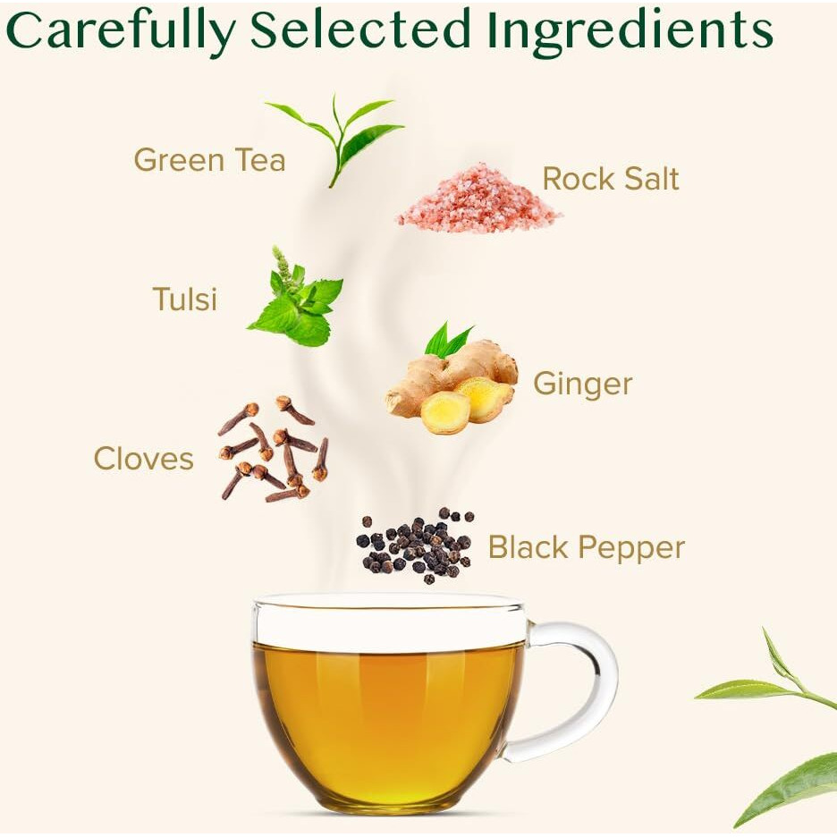VAHDAM, Detox Kahwa Green Tea- 15 TBs | Real Ingredients (Black Pepper, Tulsi, Ginger, Clove, and Green Tea) |
