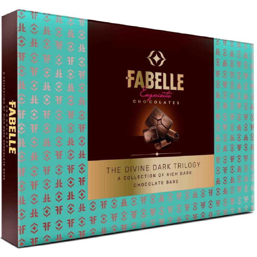 Fabelle Divine Dark Trilogy, Chocolate Gift Pack of 3, Luxury Dark Chocolate Bars, Vegan & Gluten-Free, Best for Gifting, 300 grams