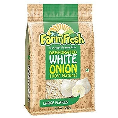 Jain Farm Fresh Dehydrated White Onion -Large Flakes 200g (Pack of 4) 200 g  1.2 kg of Fresh Raw Onion No Added Preservatives | No Added Color |100% Natural (White Onion)