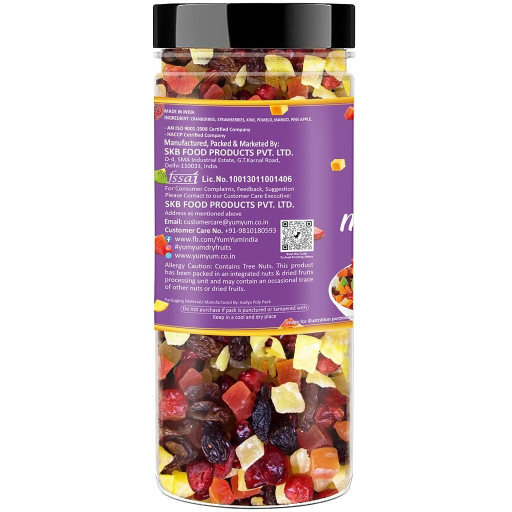 YUM YUM Mixed Dried Fruits - Cranberries, Blueberries, Strawberries,Kiwi, Mango, Pine Apple- Healthy Snack for kids and adults - 150g